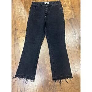 We The Free Sz 27 Black High-Rise Denim Jeans Button Fly Raw Hem Casual